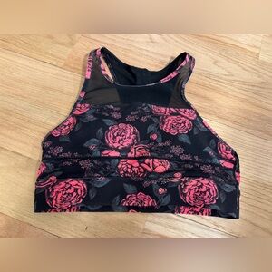 Zyia All-Star Sports Bra Rose Floral Mesh Back Size Large (Tag Missing)